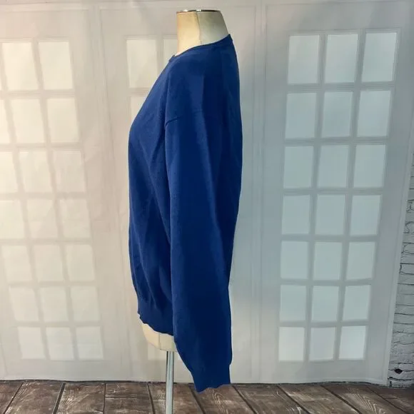 Peter Millar Blue Cotton Blend Crew Neck Long Sleeve Knit Sweater Size XL - Picture 6 of 10